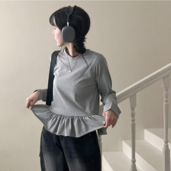 レイヤードフリルTシャツ GREY