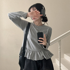 レイヤードフリルTシャツ GREY