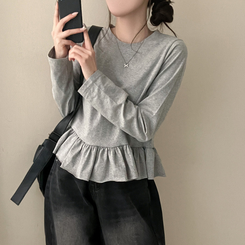 レイヤードフリルTシャツ GREY