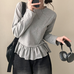 レイヤードフリルTシャツ GREY