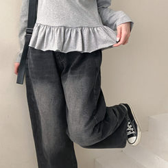 レイヤードフリルTシャツ GREY