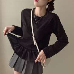 レイヤードフリルTシャツ BLACK