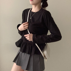 レイヤードフリルTシャツ BLACK