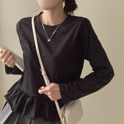 レイヤードフリルTシャツ BLACK