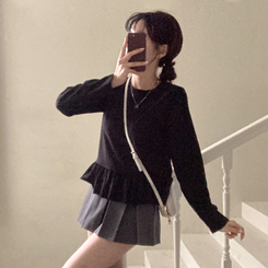 レイヤードフリルTシャツ BLACK