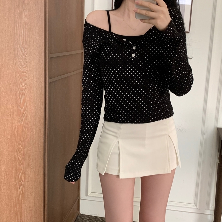 スパンスリットパンツスカート IVORY