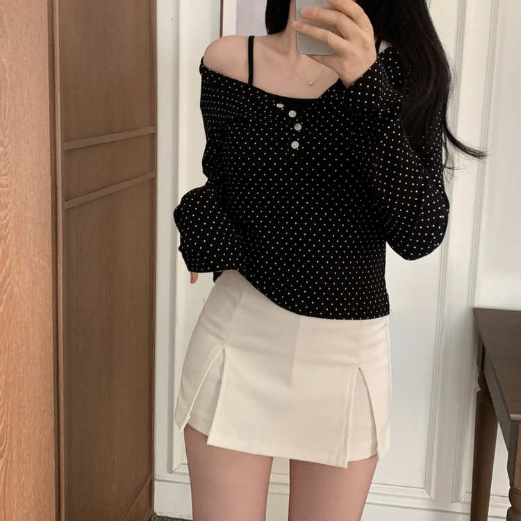 スパンスリットパンツスカート IVORY