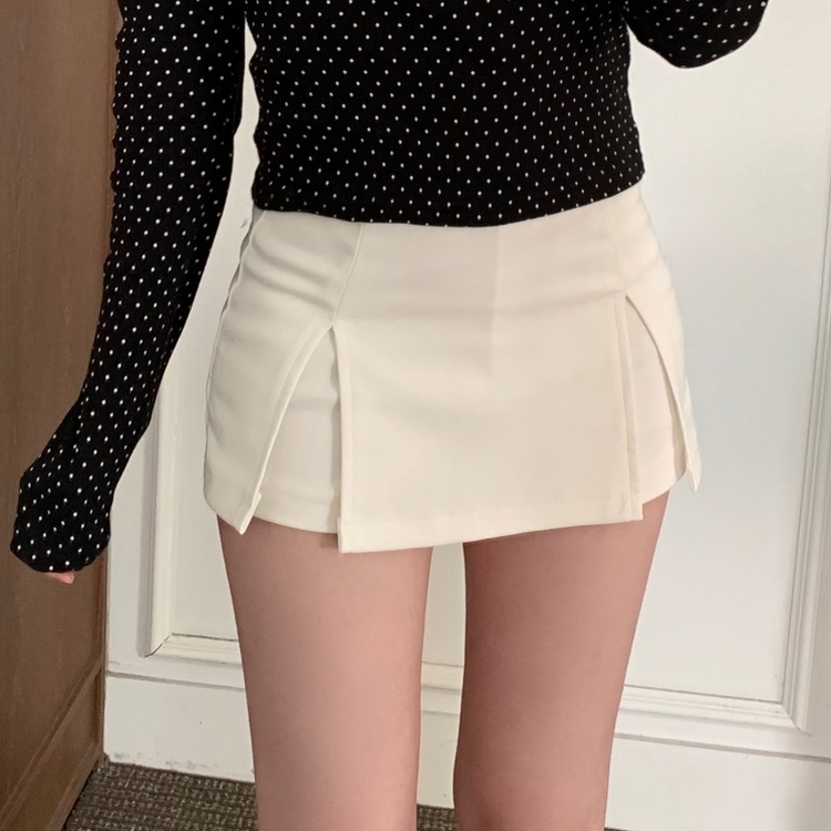スパンスリットパンツスカート IVORY