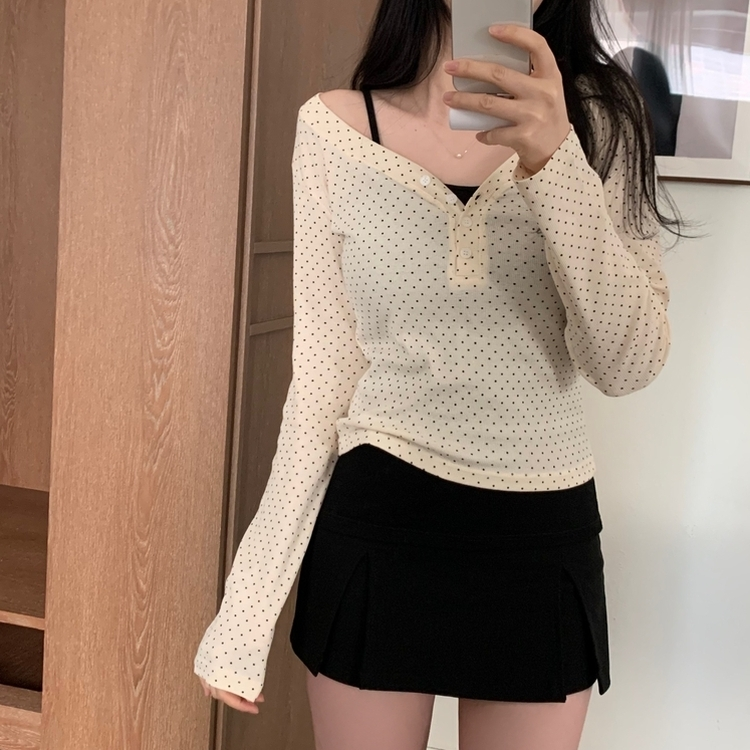 スパンスリットパンツスカート BLACK