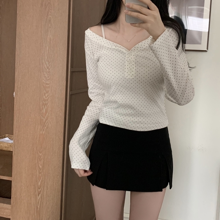 スパンスリットパンツスカート BLACK
