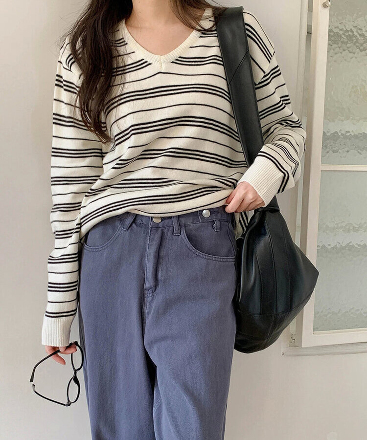 ストライプニット IVORY
