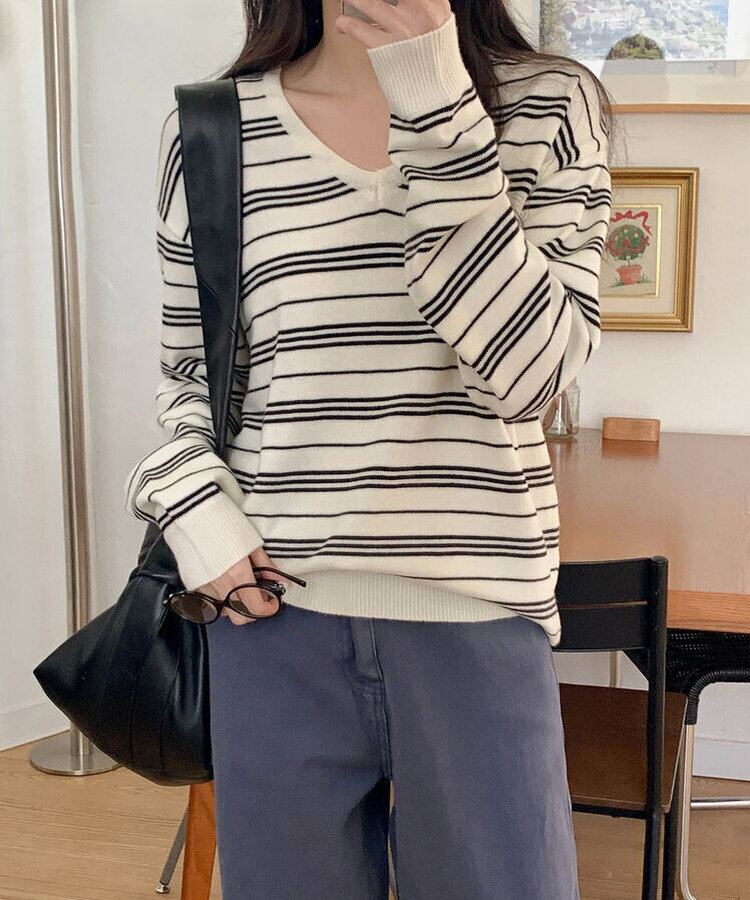 ストライプニット IVORY