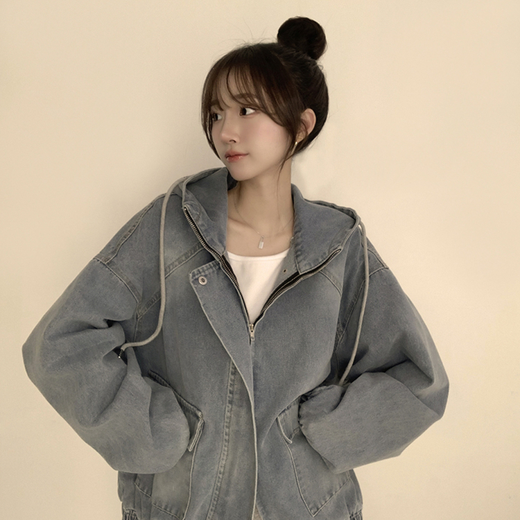 フードデニムジャケット BLUE