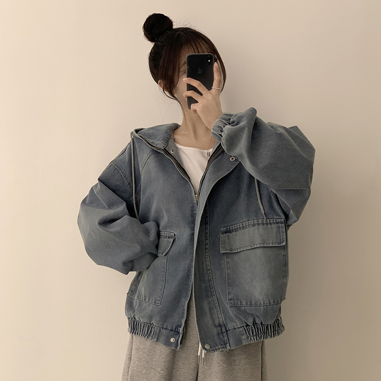 フードデニムジャケット BLUE
