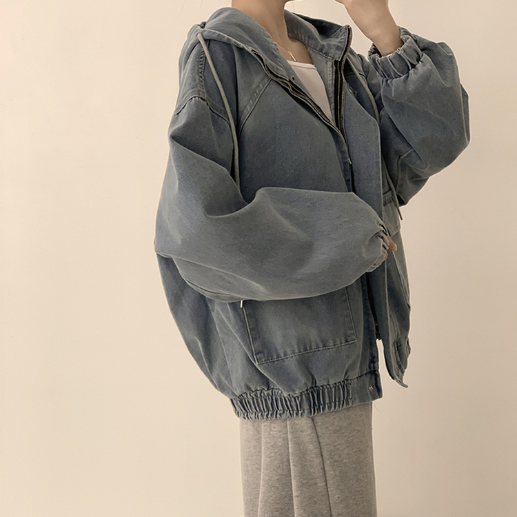 フードデニムジャケット BLUE