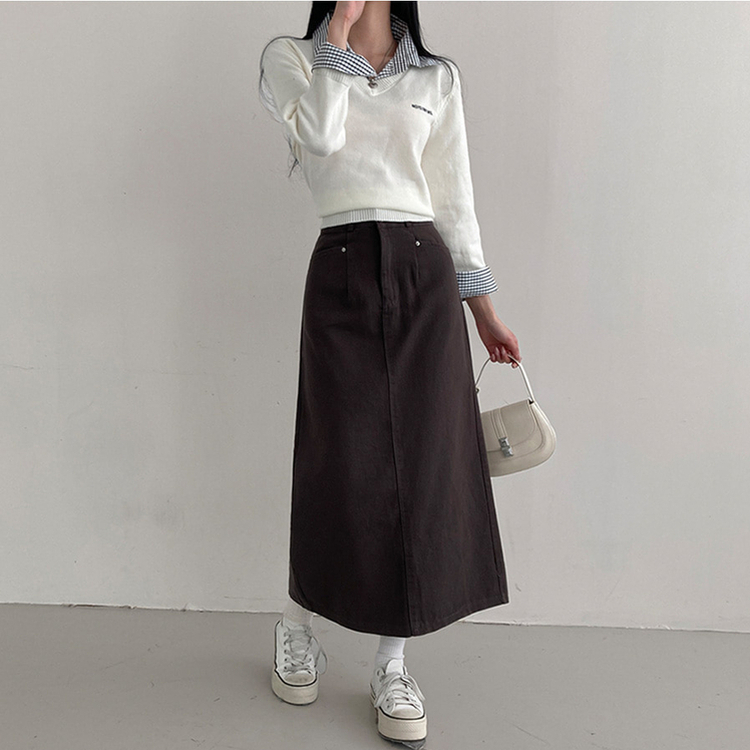 バックスリットロングスカート CHARCOAL