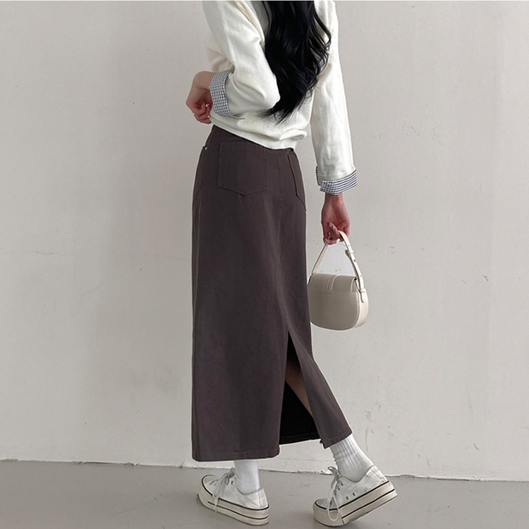 バックスリットロングスカート CHARCOAL