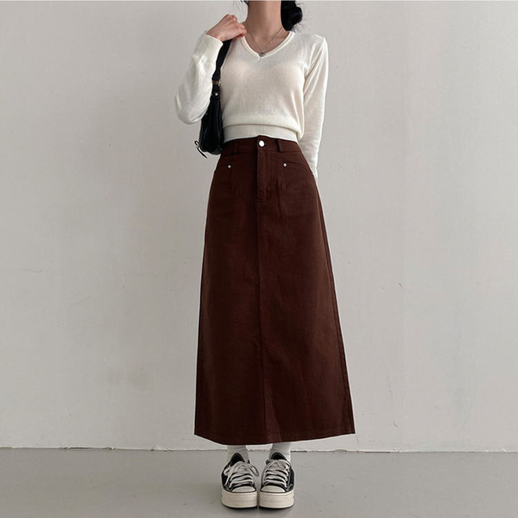 バックスリットロングスカート BROWN