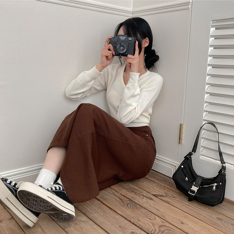 バックスリットロングスカート BROWN