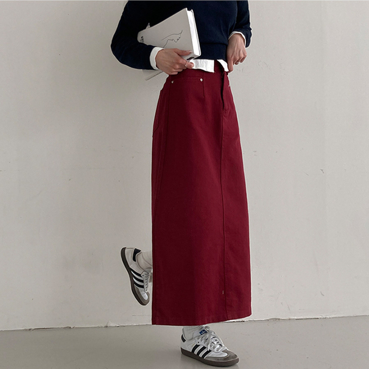 バックスリットロングスカート WINE