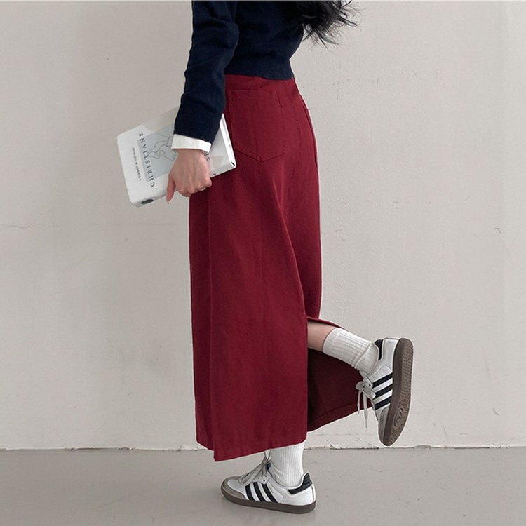 バックスリットロングスカート WINE