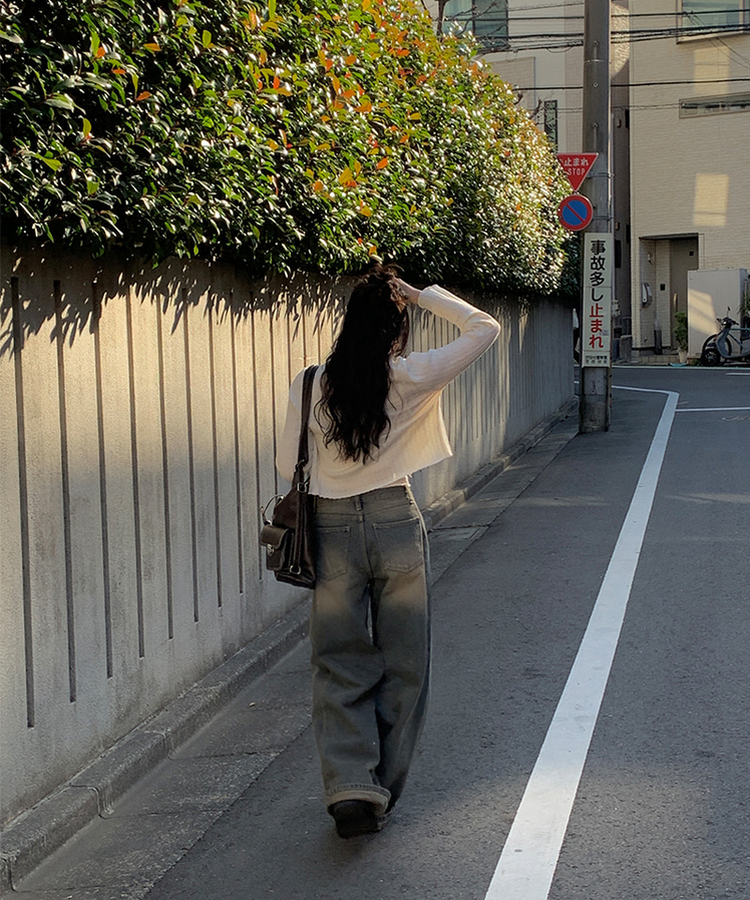 ビンテージウォッシングワイドデニムパンツ BLUE