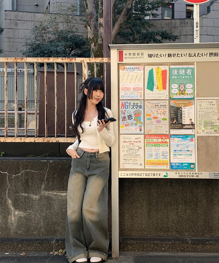 ビンテージウォッシングワイドデニムパンツ BLUE