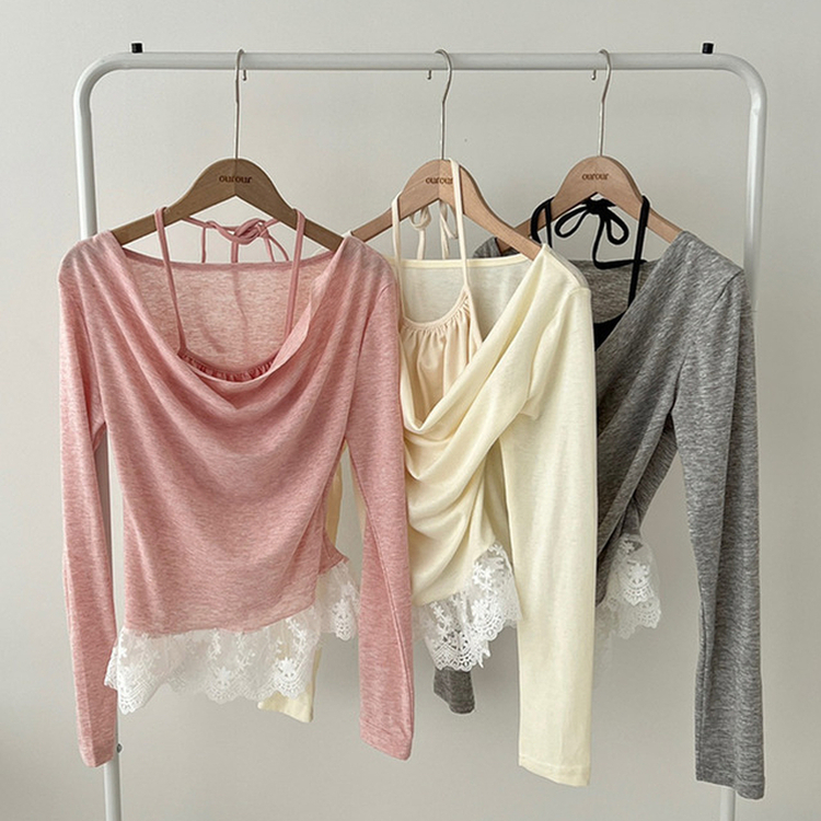 ドレープレイヤードホルターオフショルダーTシャツ