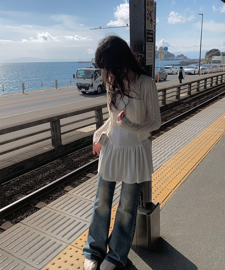 チューブトップフリルレイヤードワンピース｜ミニワンピース