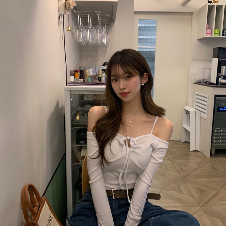 リボンホルターネックTシャツ WHITE