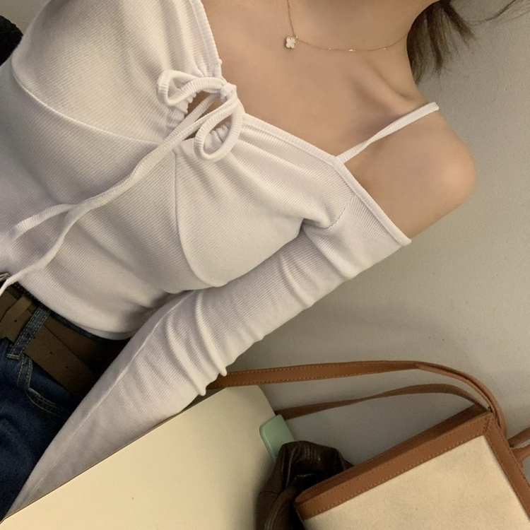 リボンホルターネックTシャツ WHITE