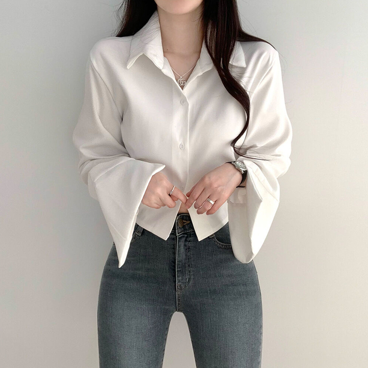 ウエストバンディングクロップシャツ IVORY