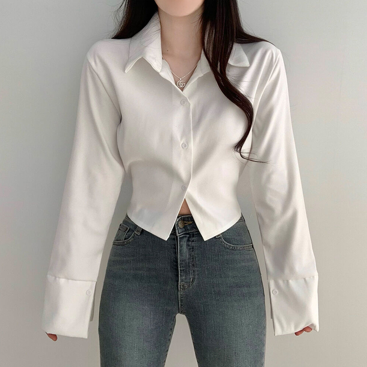 ウエストバンディングクロップシャツ IVORY