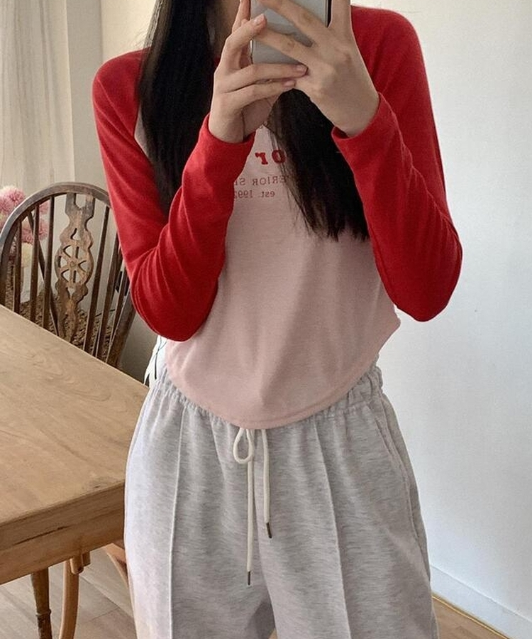 レタリングラグラン長袖Ｔシャツ PINK