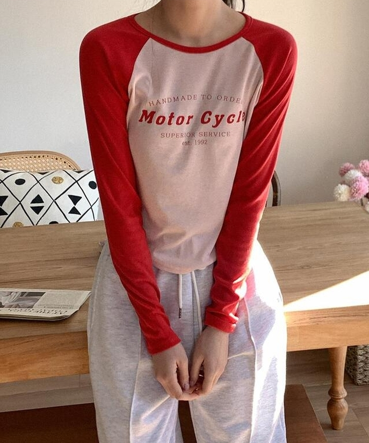 レタリングラグラン長袖Ｔシャツ PINK