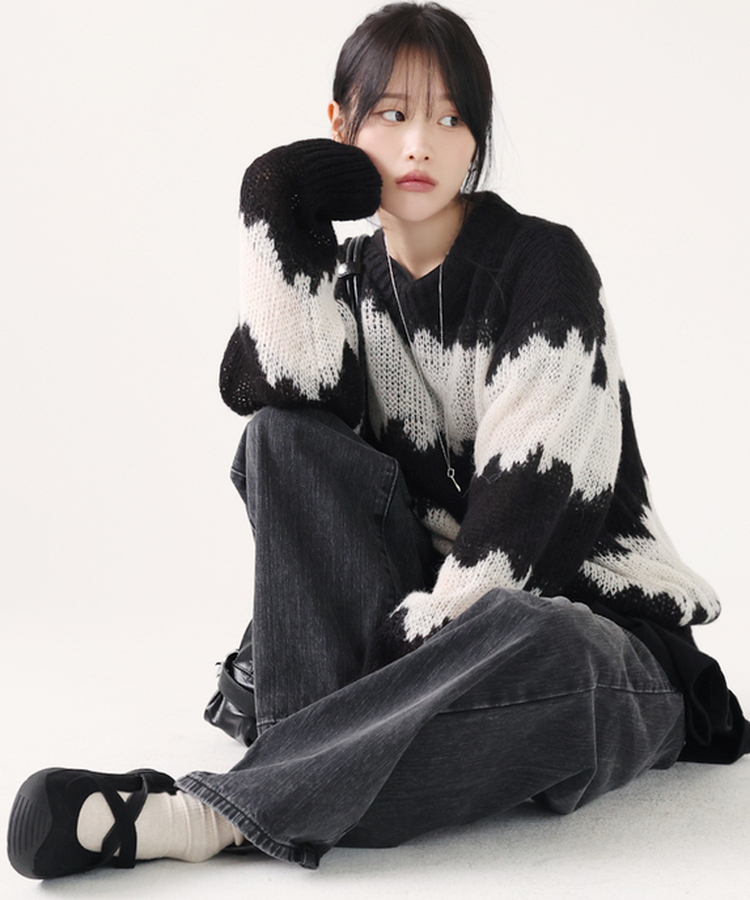 ルージュアルパカニット(5color) BLACK