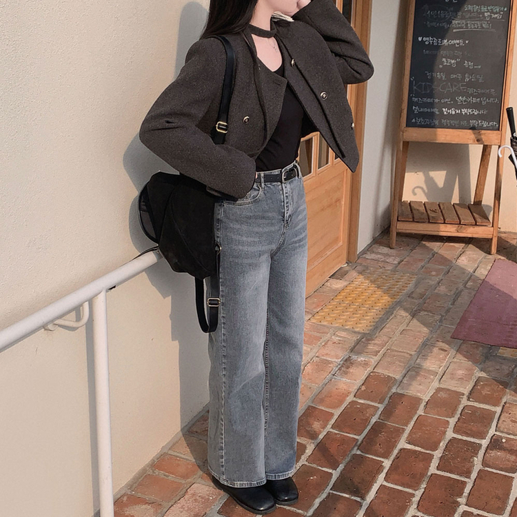 スパンバンディングワイドデニムパンツ BLUE