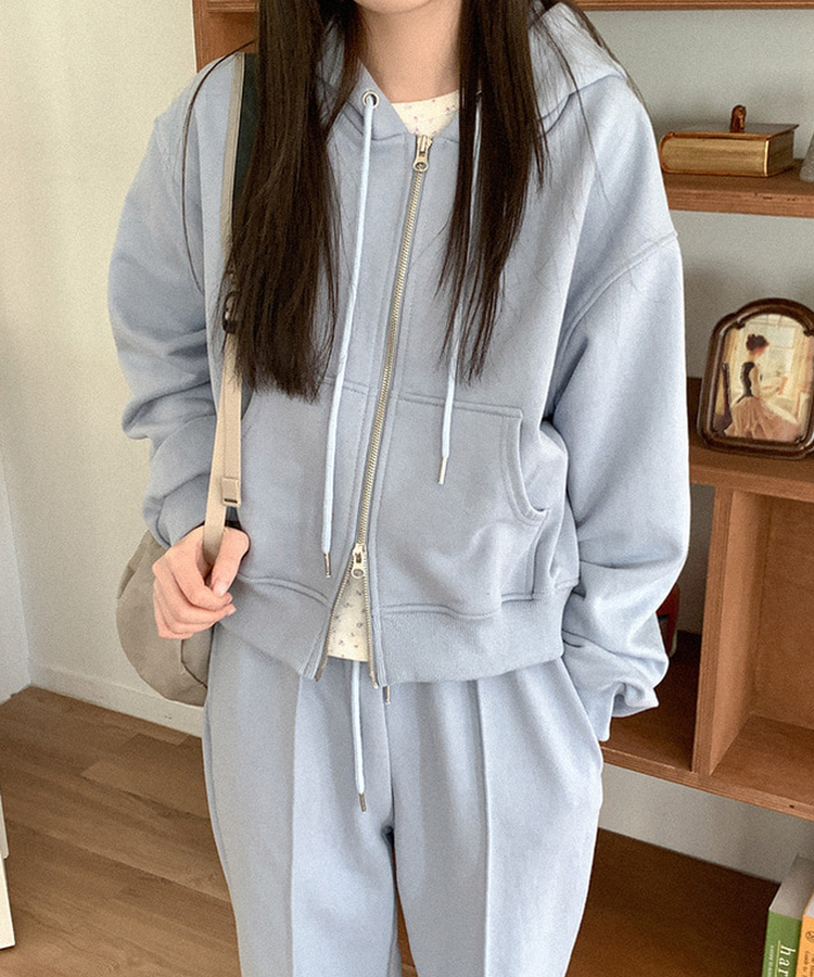 コットンフードジップアップ(5color) SKY BLUE