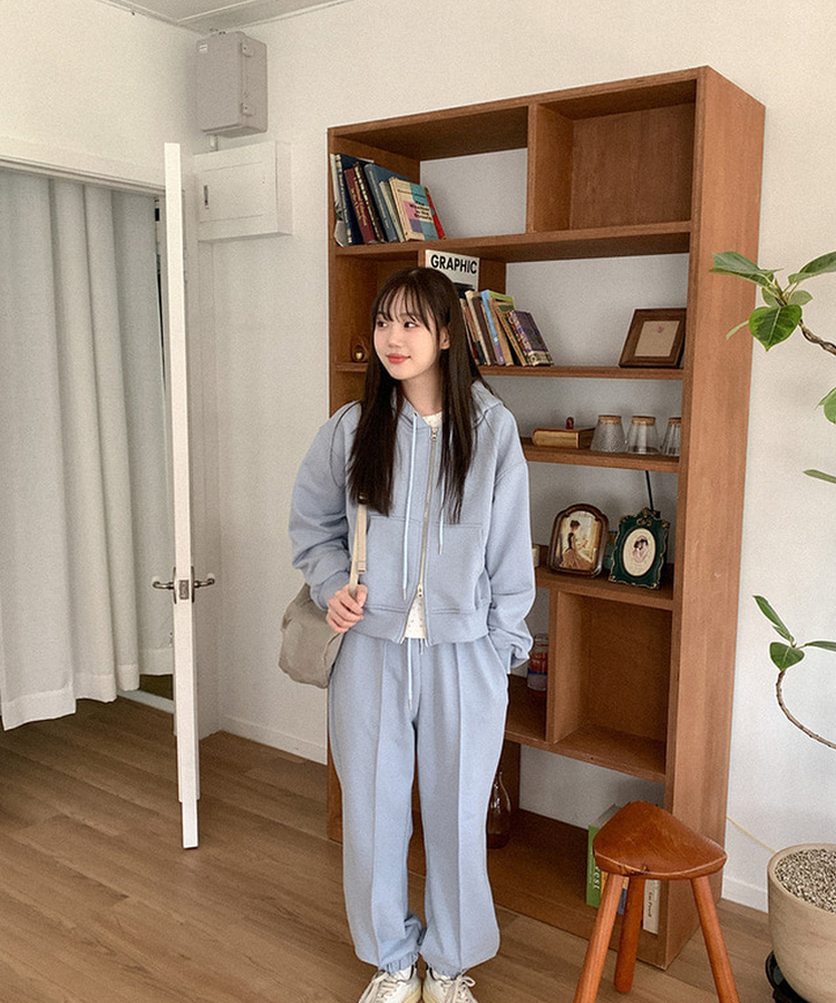 コットンフードジップアップ(5color) SKY BLUE