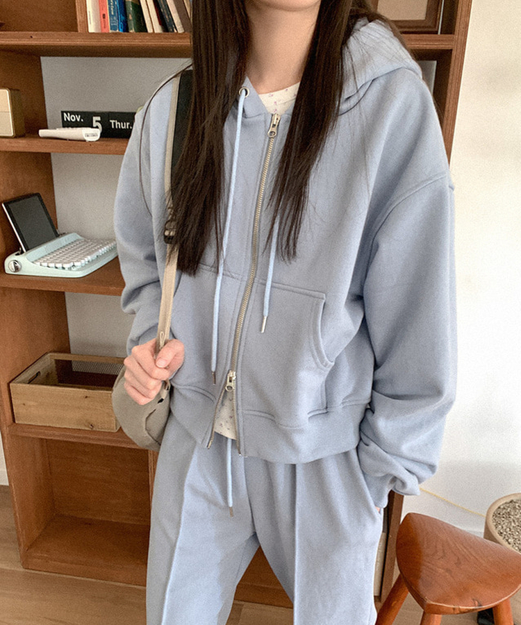 コットンフードジップアップ(5color) SKY BLUE