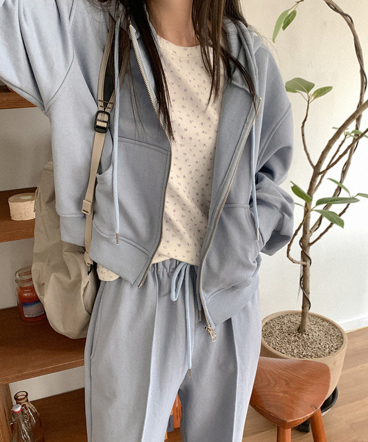 コットンフードジップアップ(5color) SKY BLUE