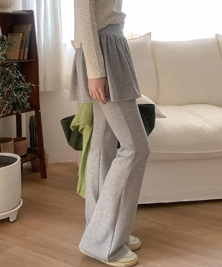 スカートブーツカットバンディングパンツ GREY
