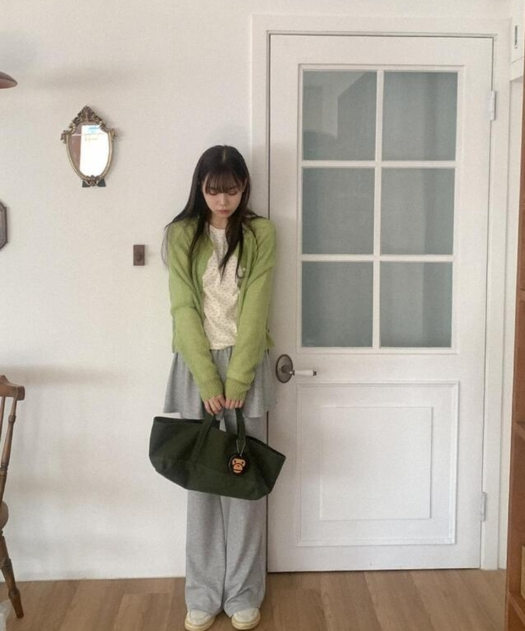 スカートブーツカットバンディングパンツ GREY
