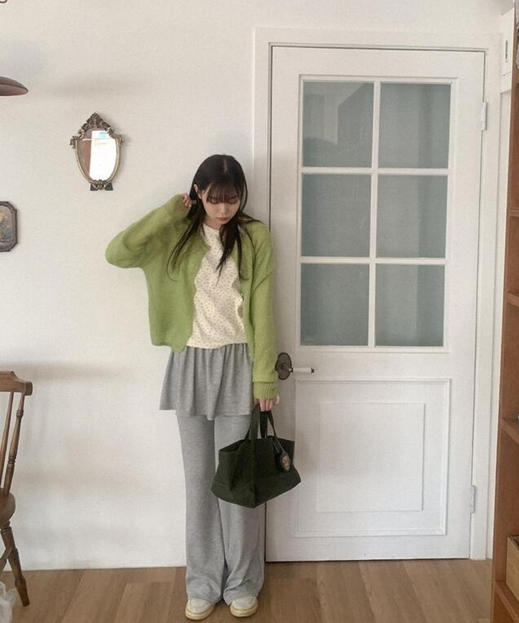 スカートブーツカットバンディングパンツ GREY