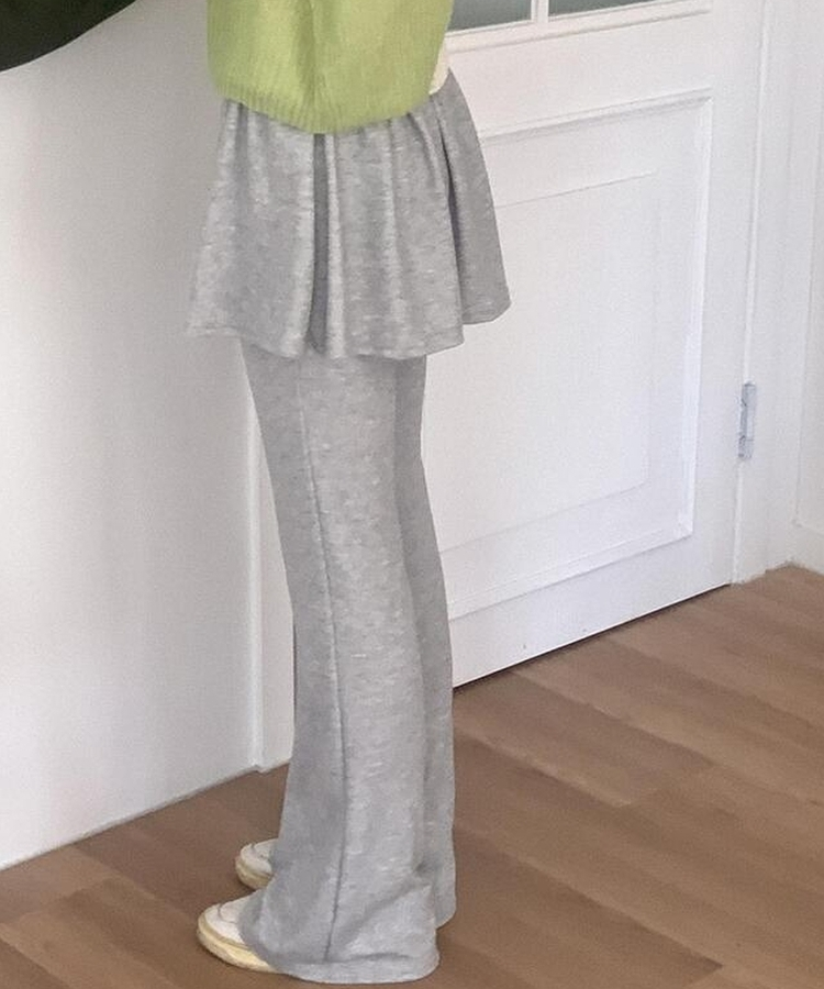 スカートブーツカットバンディングパンツ GREY