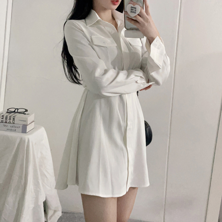 【ベルト付き】シャツワンピース WHITE