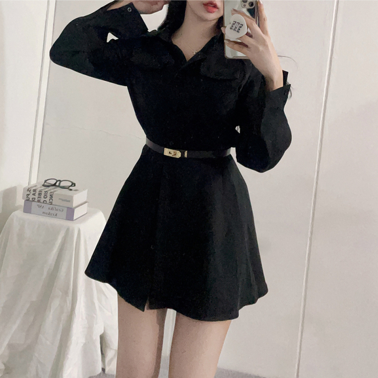 【ベルト付き】シャツワンピース BLACK