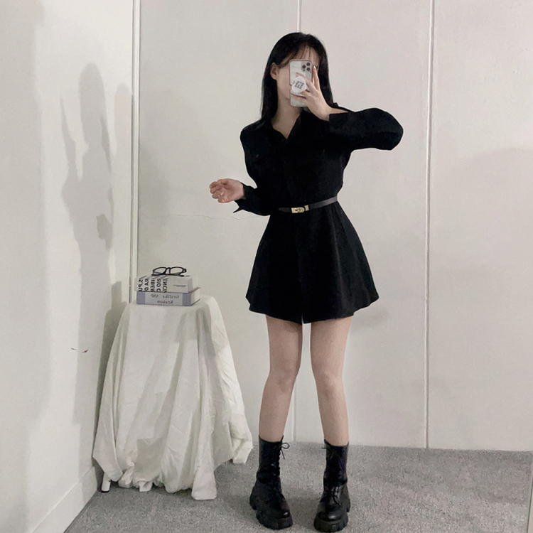 【ベルト付き】シャツワンピース BLACK