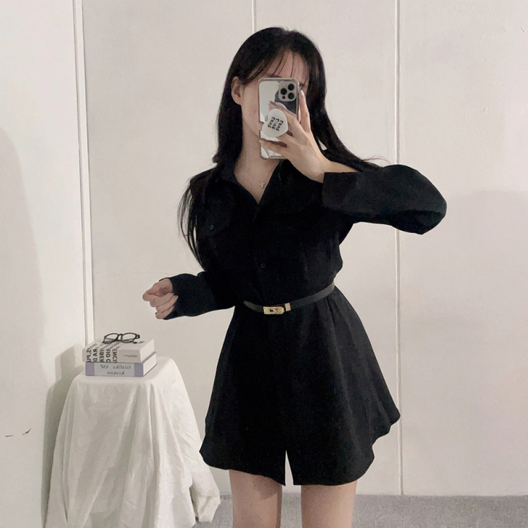 【ベルト付き】シャツワンピース BLACK
