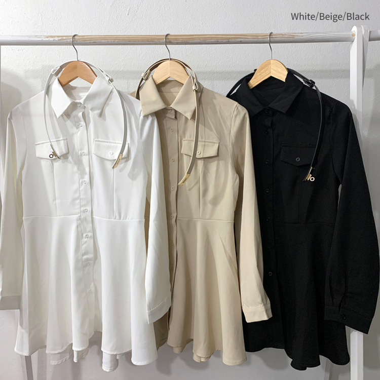 【ベルト付き】シャツワンピース